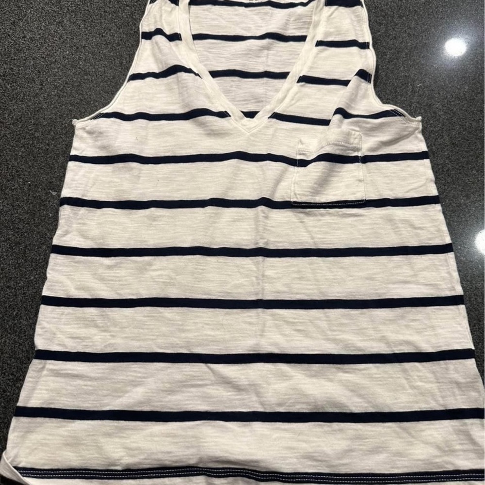 Madewell Striped Sleeveless Top - Navy and White